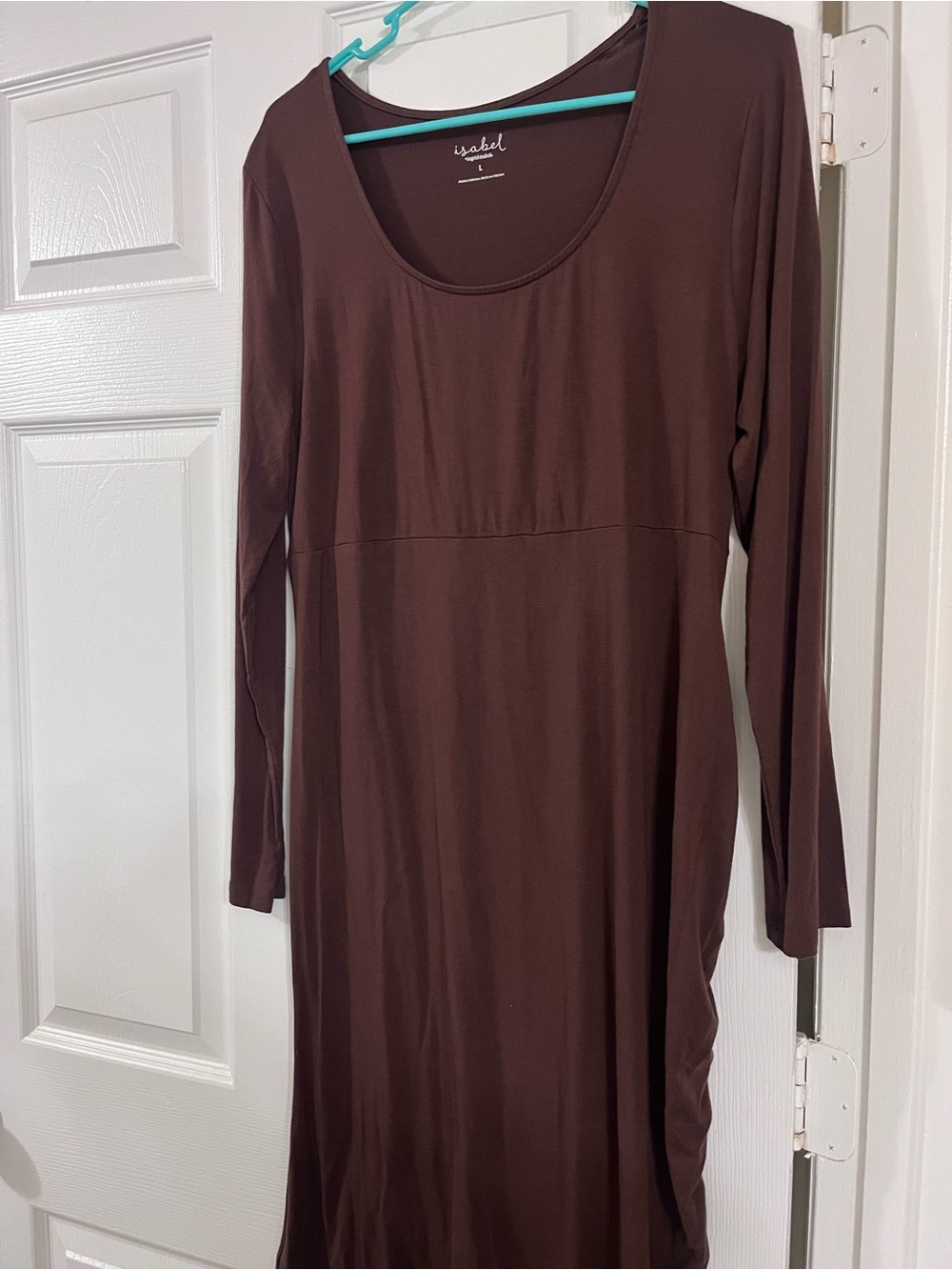 Isabel Long Sleeve Scoop Neck Dress in Chocolate Brown